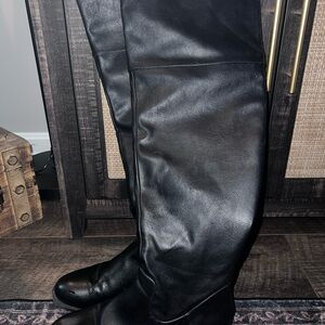 Black Over-the-Knee Leather Boots